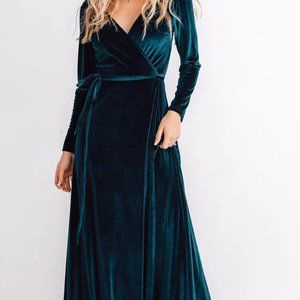 Baltic Born | Esmerelda Velvet Wrap Maxi Dress | Jade | Size: L